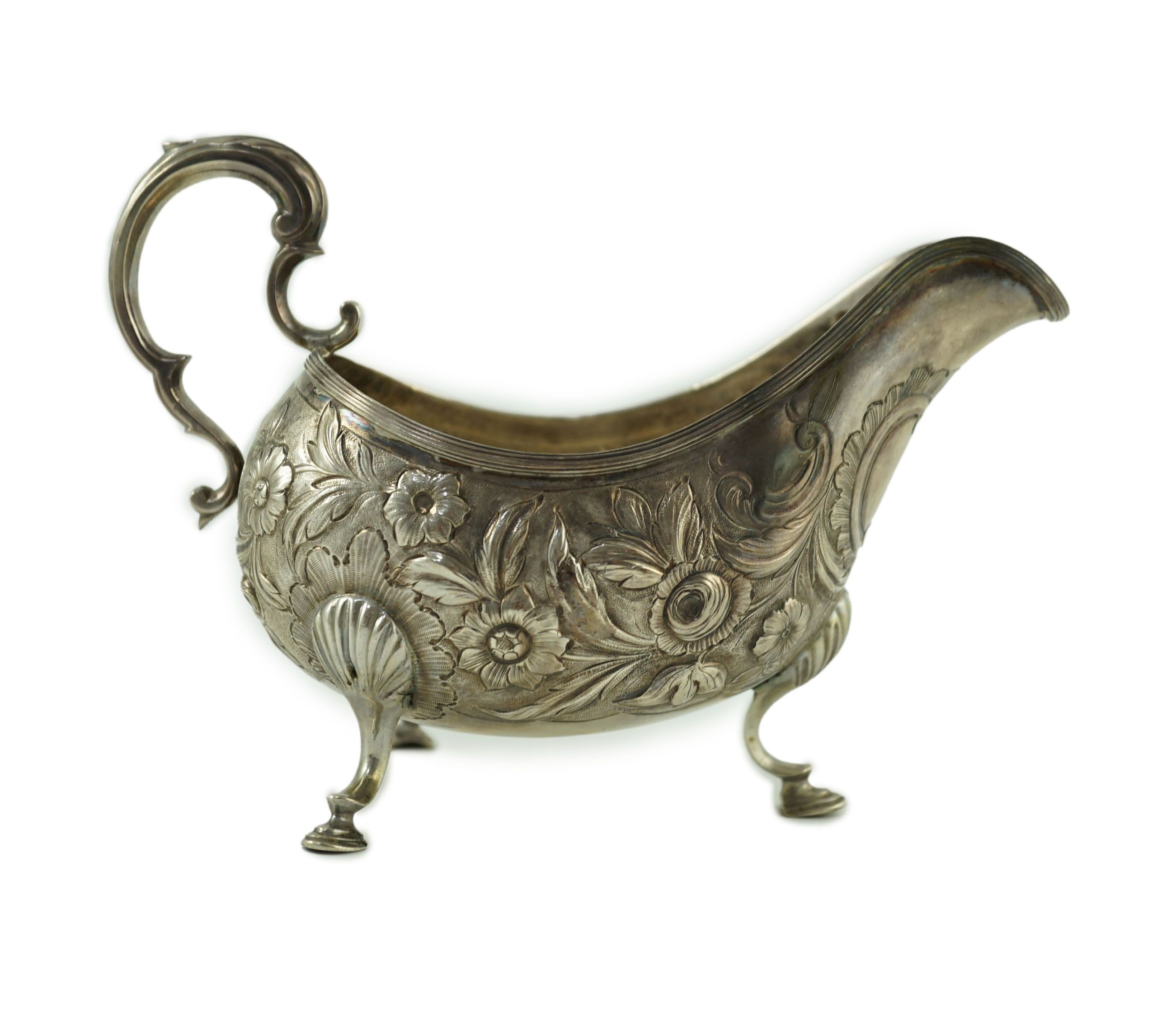 A George III Irish silver sauceboat, by Matthew West